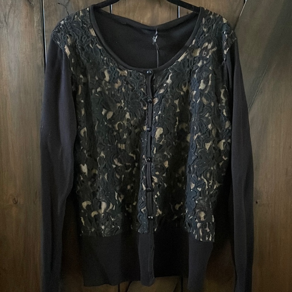 Motive Lace Front Black Cardigan-SZ XL-NWT